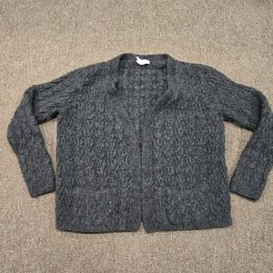 Jess Brown‎ Baby Alpaca Hand Knit Open Cardigan Sweater Brown Womens M